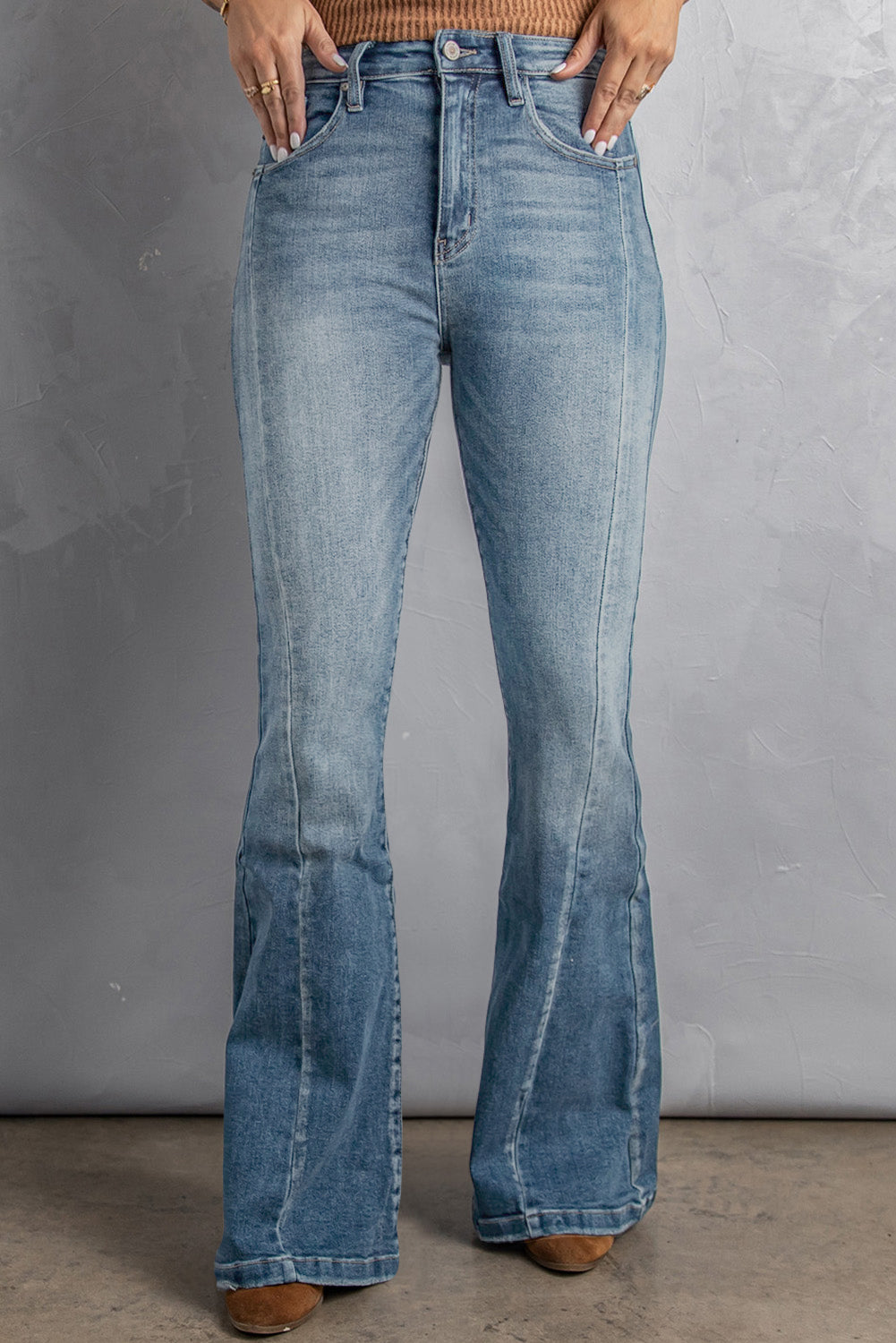 High Waist Flare Jeans with Pockets